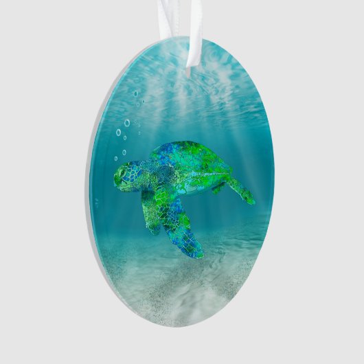 Groene Zee Turtle Ornament (voorkant)