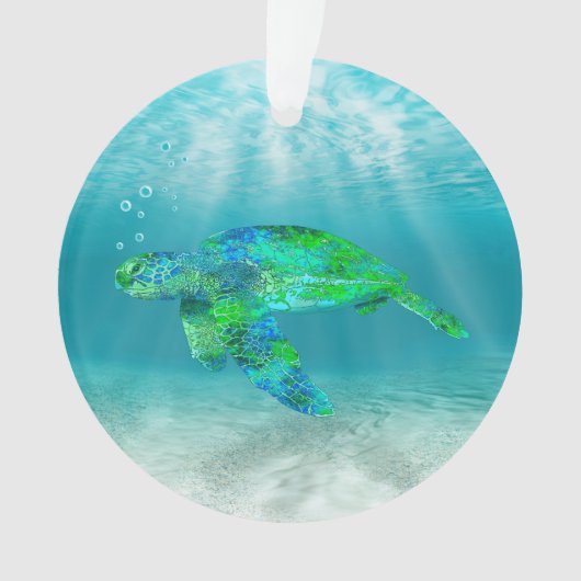 Groene Zee Turtle Ornament (voorkant)