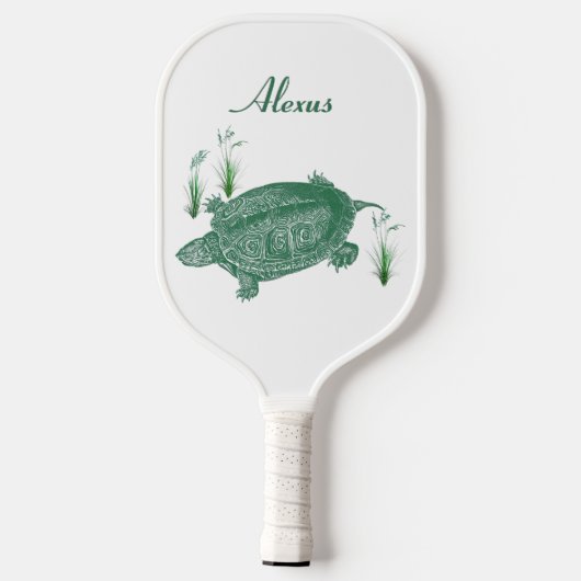 Groene Zee Turtle Persoonlijke Naam Pickleball Paddle (Achterkant)