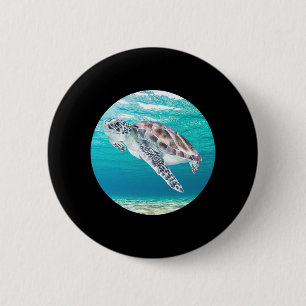 Groene Zee Turtle Ronde Button 5,7 Cm