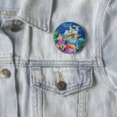 Groene Zee Turtle Ronde Button 5,7 Cm (In situ)