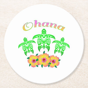Groene Zee Turtles Hawaiian Ohana Ronde Kartonnen Onderzetter