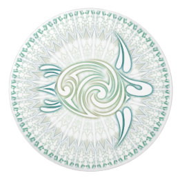 Groene Zeeen schildpad en mandala | nautisch Keramische Knop