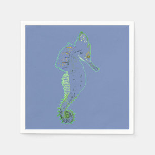 Groene Zeepaardje Vector Kunst Cocktailservet Servet
