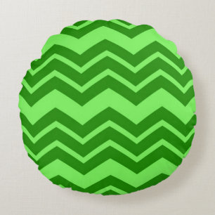 Groene Zig Zag Chevron Patroon Ontwerp Rond Kussen