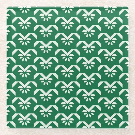 Groene zigzag glazen onderzetter (Voorkant)