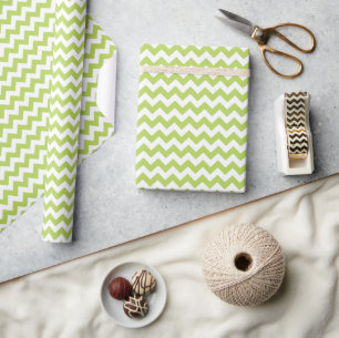 Groene zigzag, Groene Chevron, Geometrisch Patroon Cadeaupapier