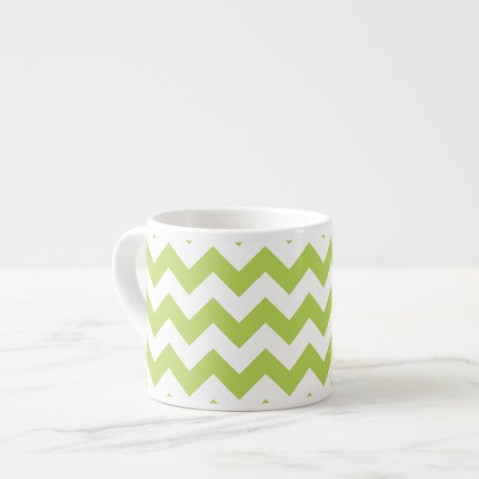 Groene zigzag, Groene Chevron, Geometrisch Patroon Espresso Kop (Voorkant links)