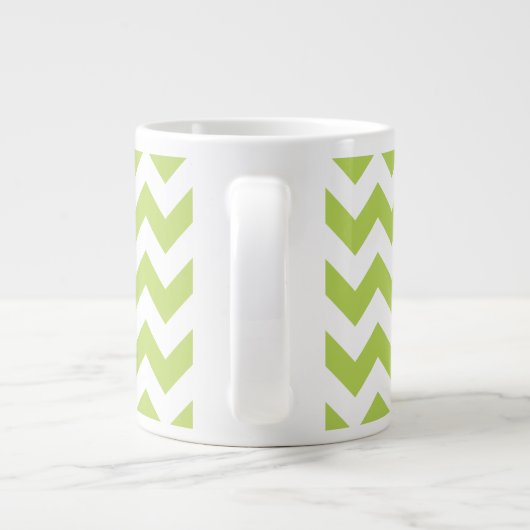 Groene zigzag, Groene Chevron, Geometrisch Patroon Extra Grote Beker (Achterkant)
