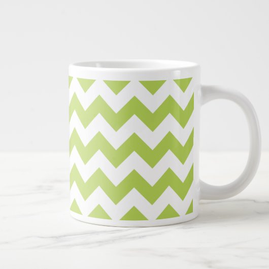 Groene zigzag, Groene Chevron, Geometrisch Patroon Extra Grote Beker (Rechts)