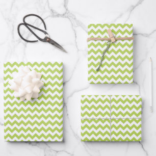 Groene zigzag, Groene Chevron, Geometrisch Patroon Inpakpapier Vel