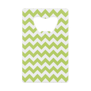 Groene zigzag, Groene Chevron, Geometrisch Patroon Kredietkaart Flessenopener