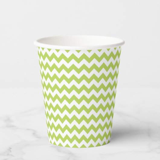 Groene zigzag, Groene Chevron, Geometrisch Patroon Papieren Bekers (Voorkant)