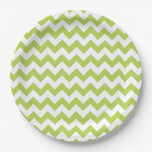 Groene zigzag, Groene Chevron, Geometrisch Patroon Papieren Bordje (Voorkant)