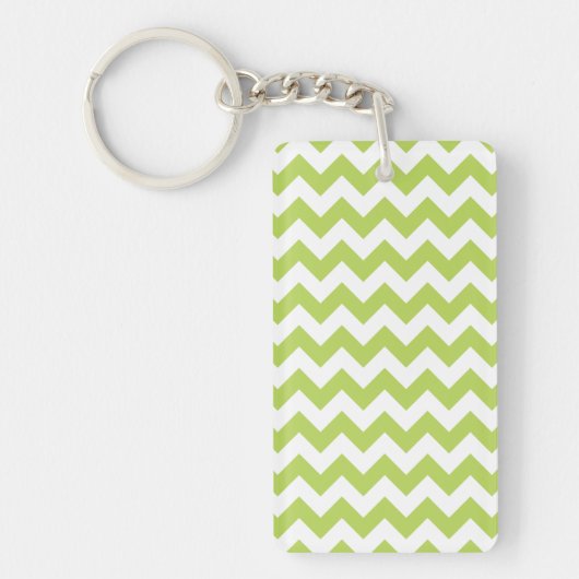 Groene zigzag, Groene Chevron, Geometrisch Patroon Sleutelhanger (Voorkant)