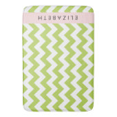Groene zigzag, Groene Chevron, Jouw naam Badmat (Voorkant Verticaal)