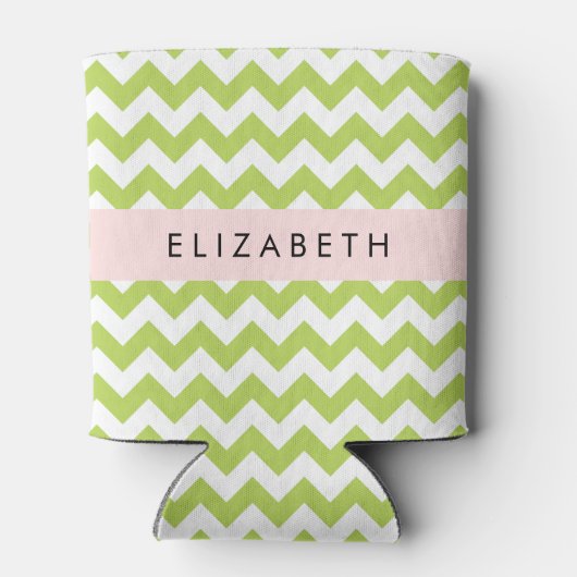 Groene zigzag, Groene Chevron, Jouw naam Blikjeskoeler (Achterkant)