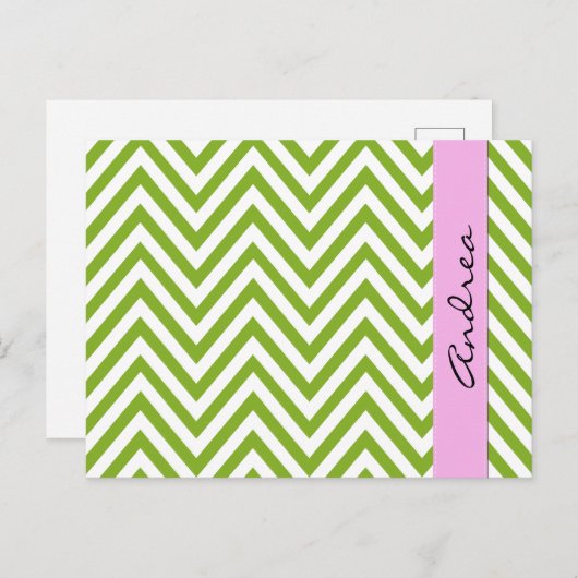 Groene zigzag, Groene Chevron, Jouw naam Briefkaart (Voorkant / Achterkant)