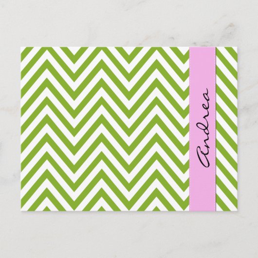 Groene zigzag, Groene Chevron, Jouw naam Briefkaart (Voorkant)