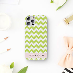 Groene zigzag, Groene Chevron, Jouw naam iPhone 12 Pro Hoesje