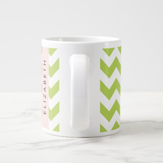 Groene zigzag, Groene Chevron, Jouw naam Extra Grote Beker (Achterkant)