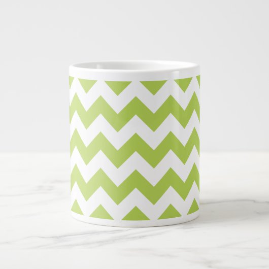 Groene zigzag, Groene Chevron, Jouw naam Extra Grote Beker (Voorkant)