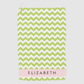 Groene zigzag, Groene Chevron, Jouw naam Golfhanddoek (Voorkant)