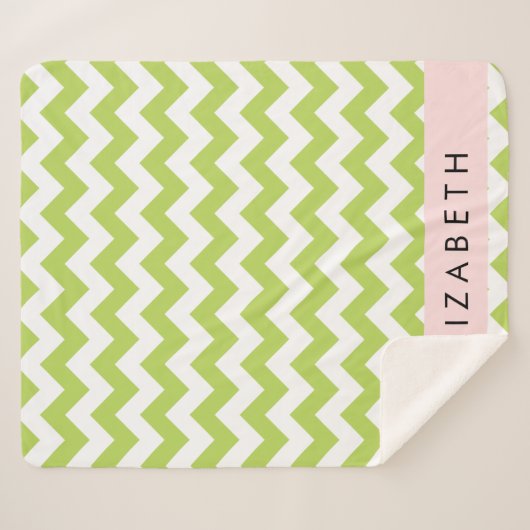 Groene zigzag, Groene Chevron, Jouw naam Sherpa Deken (Voorkant (horizontaal))