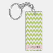 Groene zigzag, Groene Chevron, Jouw naam Sleutelhanger (Voorkant Links)