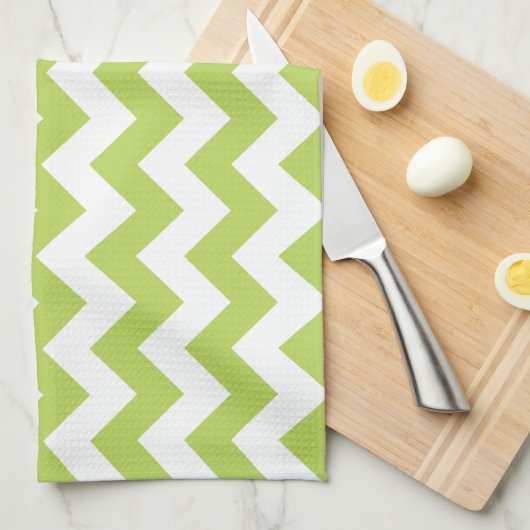 Groene zigzag, Groene Chevron, Jouw naam Theedoek (Quarter Fold)