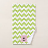 Groene zigzag, Groene Chevron, Monogram Bad Handdoek (Handdoek)