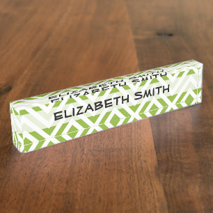 Groene zigzag, groene Chevron, zigzagpatroon Naambordje