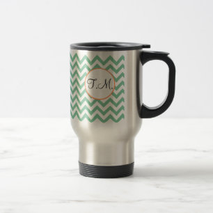 Groene Zigzag Monogrammed Reisbeker