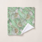 Groene Zijde en Ivory Champaign Pearls Bad Handdoek (Wasdoekje)