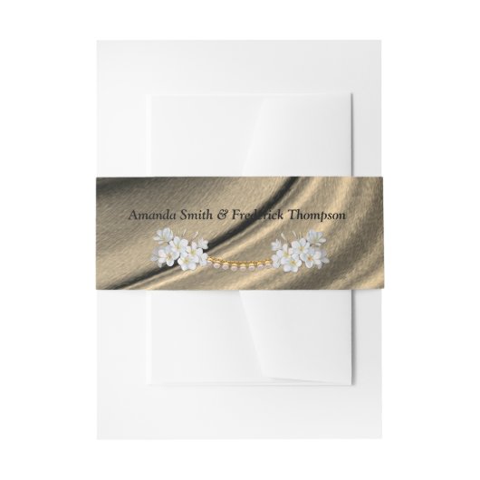 Groene Zijde en Ivory Pearls Band Uitnodigingen Wikkel (Voorkant Voorbeeld)