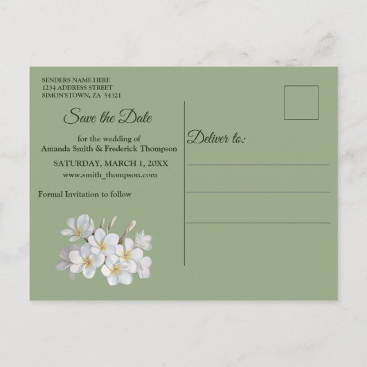 Groene Zijde & Voorraad sparen de Datum Aankondigingskaart (Achterkant)