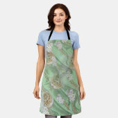 Groene zijderoute- en artikelenpagina's schort (Gedragen)