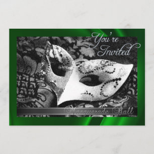  groene zijderoute Masquerade Ball Invitation Kaart