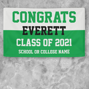 Groene & Zilver Minimalistische GraduPartij Spandoek