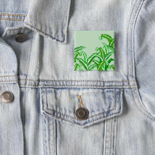 Groene zilverbietenbladeren vierkante button 5,1 cm (In situ)