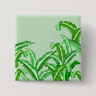 Groene zilverbietenbladeren vierkante button 5,1 cm