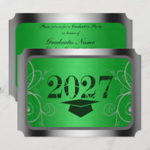 Groene & Zilveren Kader Afstudeerfeest Uitnodiging