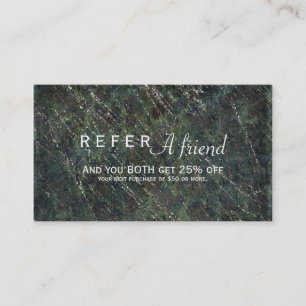 Groene & Zilveren Leger Camo Sparkle Salon Verwijz Aanbevelingskaartje