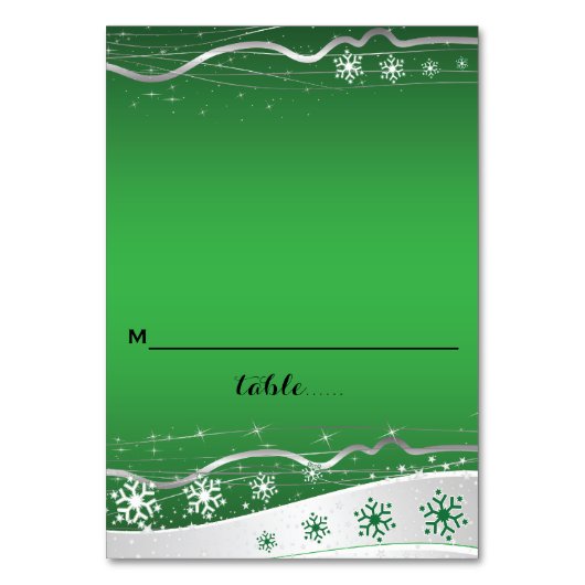 Groene, zilvergrijze sneeuwvlok trouwkaart kaart (Voorkant)