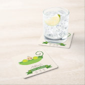 Groene zoete erwt Baby shower Vierkante Kartonnen Onderzetter (Insitu)