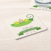 Groene zoete erwt Baby shower Vierkante Kartonnen Onderzetter (Schuin)