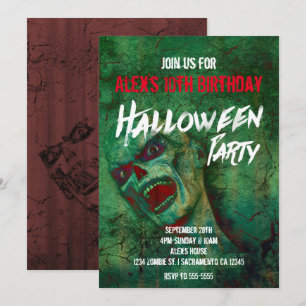 Groene Zombie Halloween-feestuitnodigingen Kaart