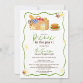 Groene zomerse picknick in het park familiebijeenk kaart (Voorkant)