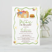 Groene zomerse picknick in het park familiebijeenk kaart (Staand voorkant)