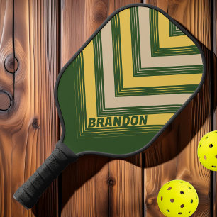 Groene Zon Nostalgische Vintage Chevron Verbleken Pickleball Paddle